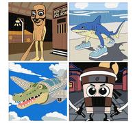 Rolpants 4/6 Pack Cartoon Animal Diamond Art Kits, Italian Brainrot Diamond Painting Kits, Brain Rot Memes DIY Full Drill Gem Arts for Home Wall Decor Birthday Gift (6" x 6") (4 Pack)