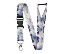 ROLSELEY Marble Lanyard Neck Strap with Detachable Metal Clip & Safety Breakaway for ID Badge Holder and Passes for Everyday Use at Office, School, Events - Office Gift Idea - Grey Marble Pattern