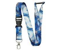 ROLSELEY Marble Lanyard Neck Strap with Detachable Metal Clip & Safety Breakaway for ID Badge Holder and Passes for Everyday Use at Office, School, Events - Office Gift Idea - Blue Marble Pattern