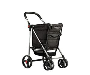 ROLSER Basket Polar 4 Big Wheel 2 Swivelling Foldable Shopping Trolley - Black