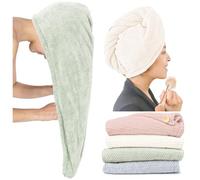 ROLSHOL Extra Large 4 Pack Microfiber Hair Towel Wrap for Women Super Absorbent & Quick Dry Hair Drying Towels with Button, Hair Turbans for Curly & Straight Hair - Anti-Frizz