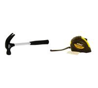 Rolson 10334 8 oz Tubular Steel Claw Hammer & 50535 5 m x 19 mm Tape Measure, Yellow & Black