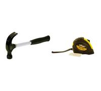 Rolson 10339 16 oz Claw Hammer Tubular Steel, Silver Black & 50535 5 m x 19 mm Tape Measure, Yellow & Black