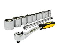Rolson 38652 3/8-Inch Ratchet Handle and Sockets - Black