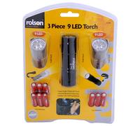 Rolson 3pc 9 LED Aluminium Torch Set
