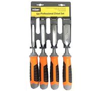 Rolson 56135 4pcs CRV Wood Chisel Set, Black/Orange