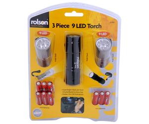 Rolson 61760 3pc 9 LED Aluminium Torch Set