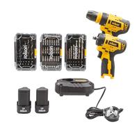 Rolson 70723 2-in-1 Brushless 12V Cordless Drill & Impact Driver Set