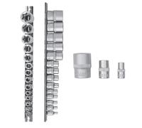 Rolson E Socket Set: 14 sizes with 3 different drive shaft widths 38640