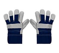 Rolson Heavy Duty Fabric and Suede Gloves, Hardwearing and Durable for Gardening and DIY (Large, Navy Blue)
