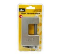 Rolson Shutter Padlock: Heavy Duty 90mm Solid Iron Bodied with 4 keys 66489