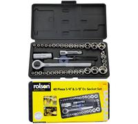 Rolson Socket Set 40pcs 1/4 3/8 Drive Ratchet Wrench Metric Imperial Tool Kit UK