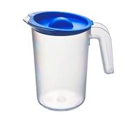 Roltex 1L Frosted Clear Jug and Blue Lid Reusable Polycarbonate Plastic Virtually Unbreakable