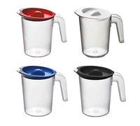 Roltex Set of 4 500ml Clear Frosted Jugs with Multicolour Lids Unbreakable Reusable Plastic
