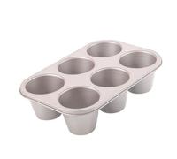 ROLUXENTIA Silver Popover Pan - 6-Cavity Non-Stick Tray Mold for Premium Homemade Cupcakes, Muffins, Cheesecakes, Breads - Professional Grade for Bakery & Kitchen Oven