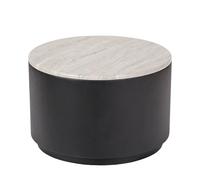 Roly Metal Storage Coffee Table - White Marble Effect & Black