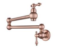 ROLYA Antique Copper Single Cold Pot Filler Faucet Farmhouse Wall Mounted Kitchen Tap with Dual Swing Joints