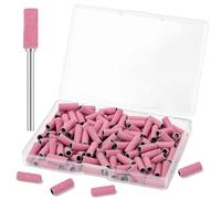 Rolybag 100 Pcs Small Sanding Bands Nail Drill Bit, 180 Grit Sanding Bands for Nail Drill with 3.1mm Mandrel Bit for Acrylic Nails Gel Manicures (Pink)