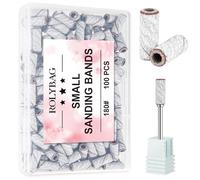 Rolybag 100pcs Small Sanding Bands Nail Drill Bits 180 Fine Grit Nail File Sanding Bands with 3.1mm Mandrel Bit for Acrylic Nails Gel Removing Shaping Professional Manicures and Pedicure, Zebra