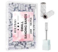Rolybag 100pcs Small Sanding Bands Nail Drill Bits 240 Extreme Fine Grit Nail File Sanding Bands with 3.1mm Mandrel Bit for Acrylic Nails Gel Removing Shaping Professional Manicures and Pedicure,Zebra