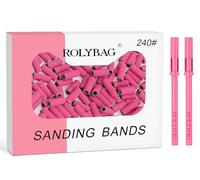 Rolybag 200Pcs Nail Drill Bits Small Sanding Bands with 3.1mm Mandrel Bit, 240 Grit Sanding Bands for Nail Drill Acrylic Nails Gel Removing Manicures and Pedicure, Rose red