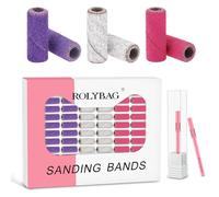 Rolybag Sanding Bands for Nail Drill, 150Pcs Small Sanding Bands Nail Drill Bits with 3.1mm Mandrel Bit 120 180 240 Grits Sanding Bands for Acrylic Nails Gel Manicures and Pedicure