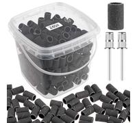Rolybag Sanding Bands for Nail Drill 240 Grit Extreme Fine Nail Sanding Bands 200Pcs Black Professional Sanding Bands and 2Pcs Nail Drill Bits for Manicures and Pedicure