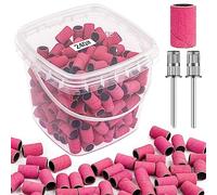 Rolybag Sanding Bands for Nail Drill 240 Grit Extreme Fine Nail Sanding Bands 200Pcs Pink Professional Sanding Bands and 2Pcs Nail Drill Bits for Acrylic Nails Gel Manicures and Pedicure