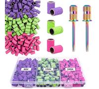 Rolybag Sanding Bands for Nail Drill Sanding Bands#80#150#240 Grits 210Pcs Color Coarse Fine Nail Sanding Bands 2Pcs Nail Drill Bits 3/32" Mandrel Bits Portable Storage Box Set