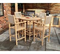 Roma 4 Seat Rope Bar Set with High Chairs Royalcraft Beige One Size