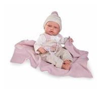 Roma Antonio Juan Babydoo Doll - Poseable Doll with Blanket 50cm,Interactive Baby Doll with Magnetic Dummy, Soft Body, Hand-Painted, Moving Eyes, Cover Included, Made in Spain