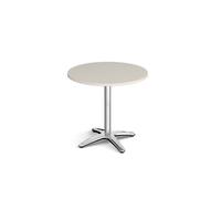 Roma circular dining table with 4 leg chrome base 800mm - Light Grey