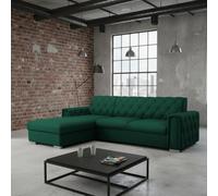 Roma Corner Sofa Bed With Storage For Living Room Polyurethane Foam Wave Springs Metal Legs Frame 267X85X185Cm Green Left