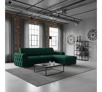 Roma Corner Sofa Bed With Storage For Living Room Polyurethane Foam Wave Springs Metal Legs Frame 267X85X185Cm Green Right