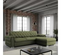 Roma Corner Sofa Bed With Storage For Living Room Polyurethane Foam Wave Springs Metal Legs Frame 267X85X185Cm Olive Right