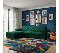 Roma Corner Sofa Bed With Storage Polyurethane Foam Wave Springs Metal Legs Wooden Frame 267X85X185Cm Green Left