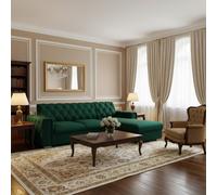 Roma Corner Sofa Bed With Storage Polyurethane Foam Wave Springs Metal Legs Wooden Frame 267X85X185Cm Green Right