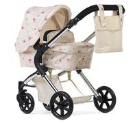 Roma Darcie Dolls Pram -Cream 2in1 with Carrycot and Doll Pushchair Seat Unit, Adjustable Handle Height, Includes Changing Bag, Shopping Basket, Foldable, Pretty Flower Design, Suitable from 3-9 Years