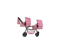Roma Darcie Twin Dolls Pram in Pink, Suitable From 3 to 16 Years, Adjustable Handle Height, 16 Combinations, Double Dolly Toy Stroller For Christmas,