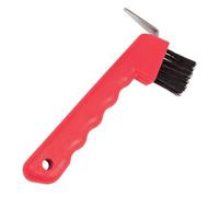 Roma Deluxe Hoof Pick with Brush - Red