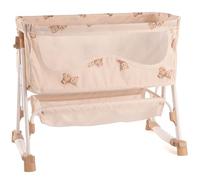 Roma Dolls Bedside Crib - Foldable Kids Toys with Cute Aesthetic, Adjustable Heights, Storage Basket - Baby Doll Rocking or Stationary Crib for Dolls up to 45cm, Ages 3 (Teddy)