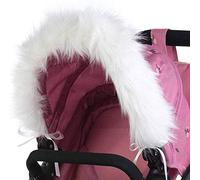 Roma Dolls Pram Fur Hood - Universal Fit, Soft Fluffy White Fur Trim for Darcie, Polly, Stephanie & More - Baby Doll Winter Accessories - Best Doll Fur Trim for Age 3+