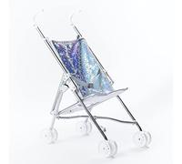Roma Polly Baby Doll Stroller with Metal Frame - Collapsible Design, 55cm Handle Height, Fits Dolls up to 20 Inches, Shimmering Mermaid Sequin Fabric, Optional Accessories for Ages 2+