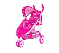 Roma Dotty Tandem Twin Double Dolls Pram - Pink Polka