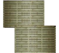 Roma Double 6x4ft (W: 6ft x H: 4ft) Modern Thick Horizontal Double Slatted Treated 2-Sided Fence Panel Full Privacy Venetian Style Garden Dividing Wall Width 1828mm x Height: 1216mm