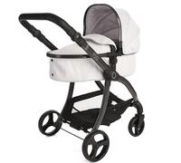 Roma egg® 2-in-1 Baby Toy Dolls Pram - Houndstooth Silver Toy Pushchair with Adjustable Handle, Cocoa Leatherette, 3-Point Harness, Lightweight Frame, Perfect for Reborns & Teddies
