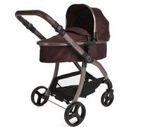 Roma Egg - Mulberry Dolls Pram and Pushchair, 2-in-1 Seat Unit/Carry Cot, Adjustable Handle 60-78cm, Lightweight, Suitable for Dolls Up to 57cm, Cocoa Leatherette, Gloss Chassis