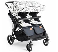 Roma Gemini 2 - Dalmatian Twin Pram, 69cm Wide, fits Through Single Doors. Double Buggy, 22 kg Per Seat, Includes Rain Cover, Recline & Storage, Award Winning, Suitable for Newborns to Toddlers
