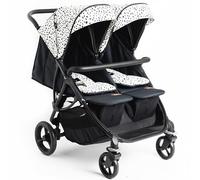 Roma Gemini 2 Double Stroller- Dalmatian -Compact Side by Side for Newborns, 69cm Wide, 22kg Per Seat, Magnetic Harness, Easy Set Up, Puncture Proof Wheels, 102cm Handle, Rain Cover Included