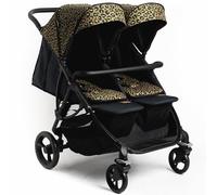Roma Gemini 2 - Twin Pram, 69cm Wide, fits Through Single Doors. Double Buggy, 22 kg Per Seat, Includes Rain Cover, Recline & Storage, Award Winning, Suitable for Newborns to Toddlers (Khaki Leopard)